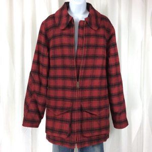 LL Bean Wool Jacket L Plaid Zip Lined Maine Guide